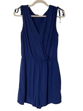 ONE CLOTHING Royal Blue V-Neck Sleeveless Romper Sz M Pockets